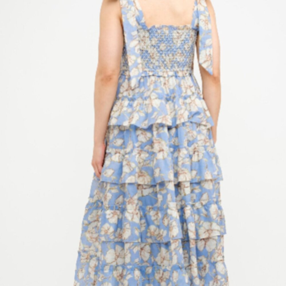 NEW Sofie The Label Bri Floral Ruffle Tiered Midi Dress – Blue, NWT - Picture 3 of 3
